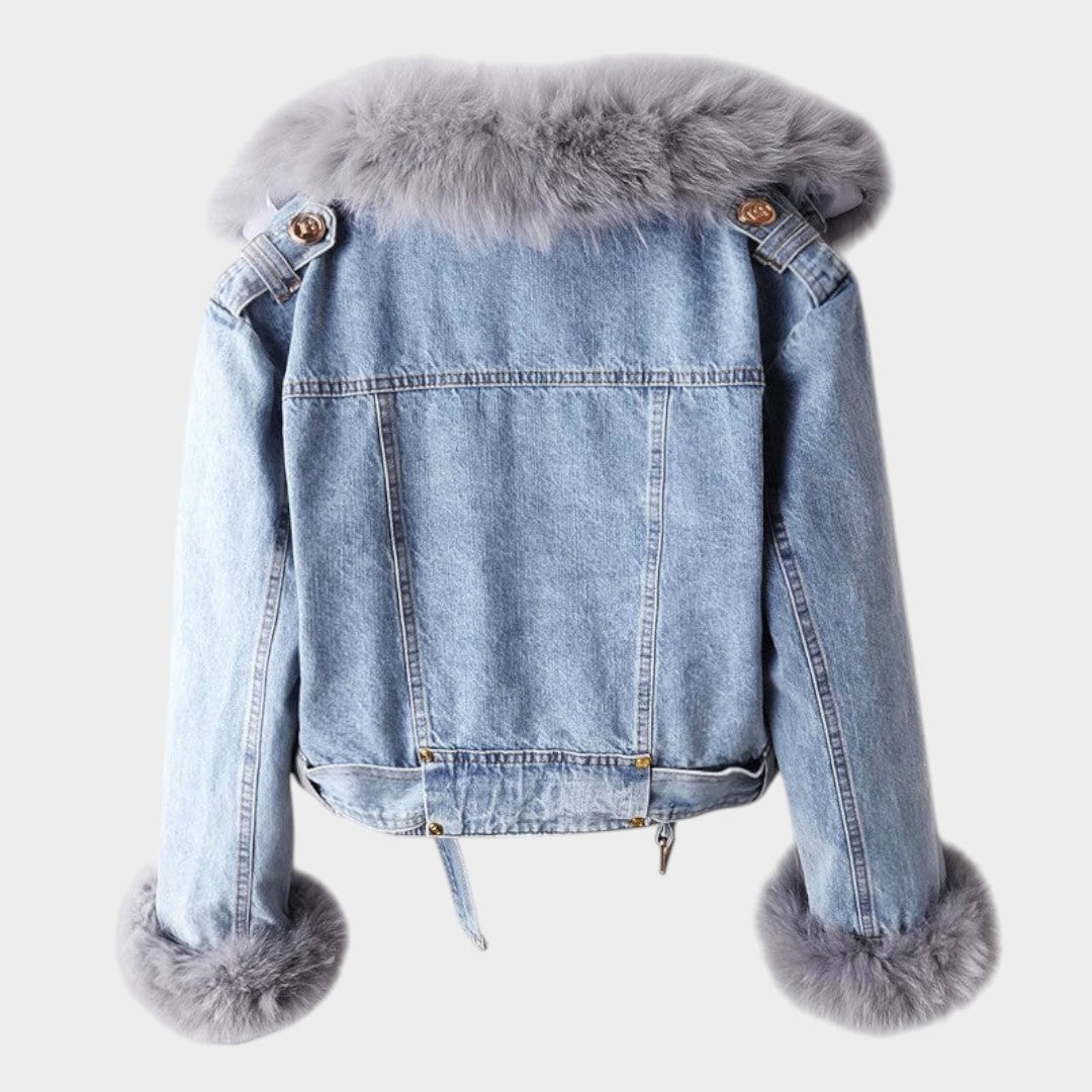 Alessia™ | Chaqueta Vaquera Mujer con Cuello de Pelo