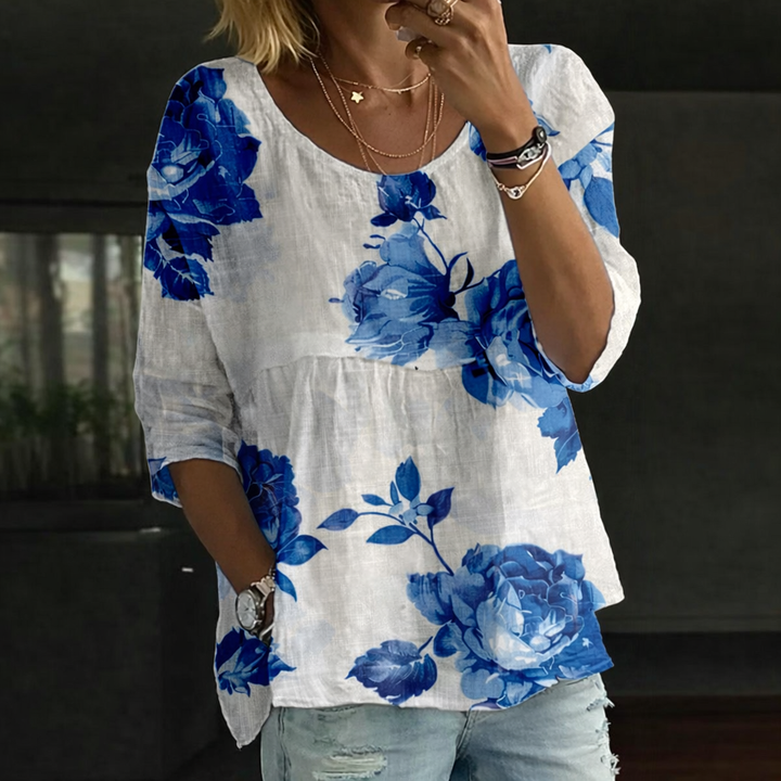 Blusa Patchwork con Flores Bordadas