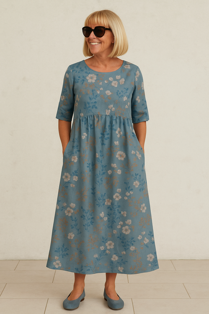 Eliza | Vestido midi relajado: elegancia sin esfuerzo, comodidad diaria