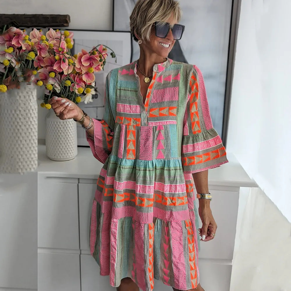 Lucy | Vestido Midi Fluido con Estampado