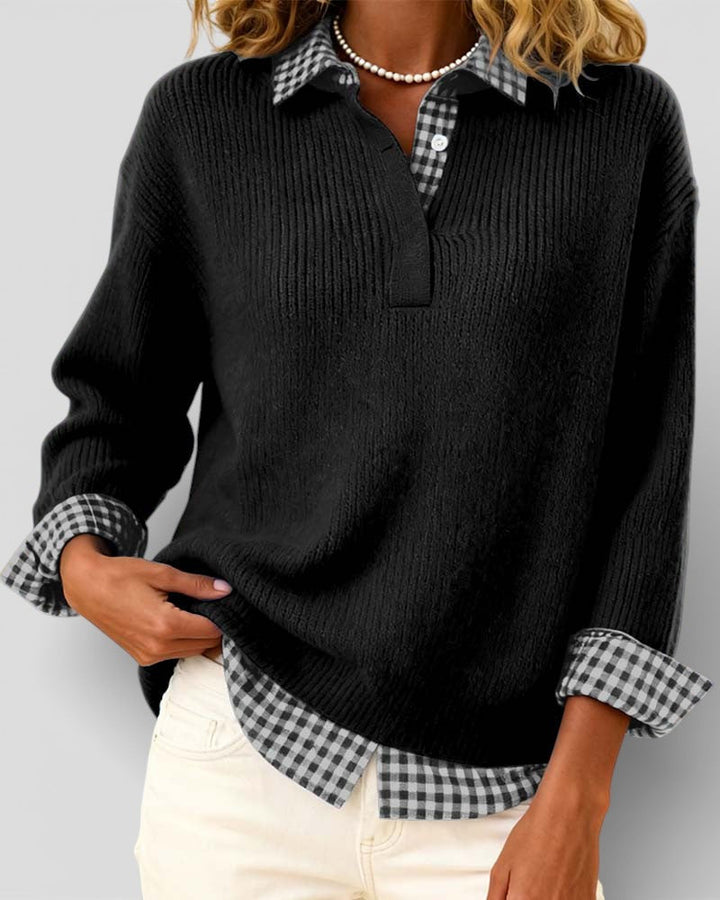 Alicia™ | Jersey de punto con detalle de cuadros
