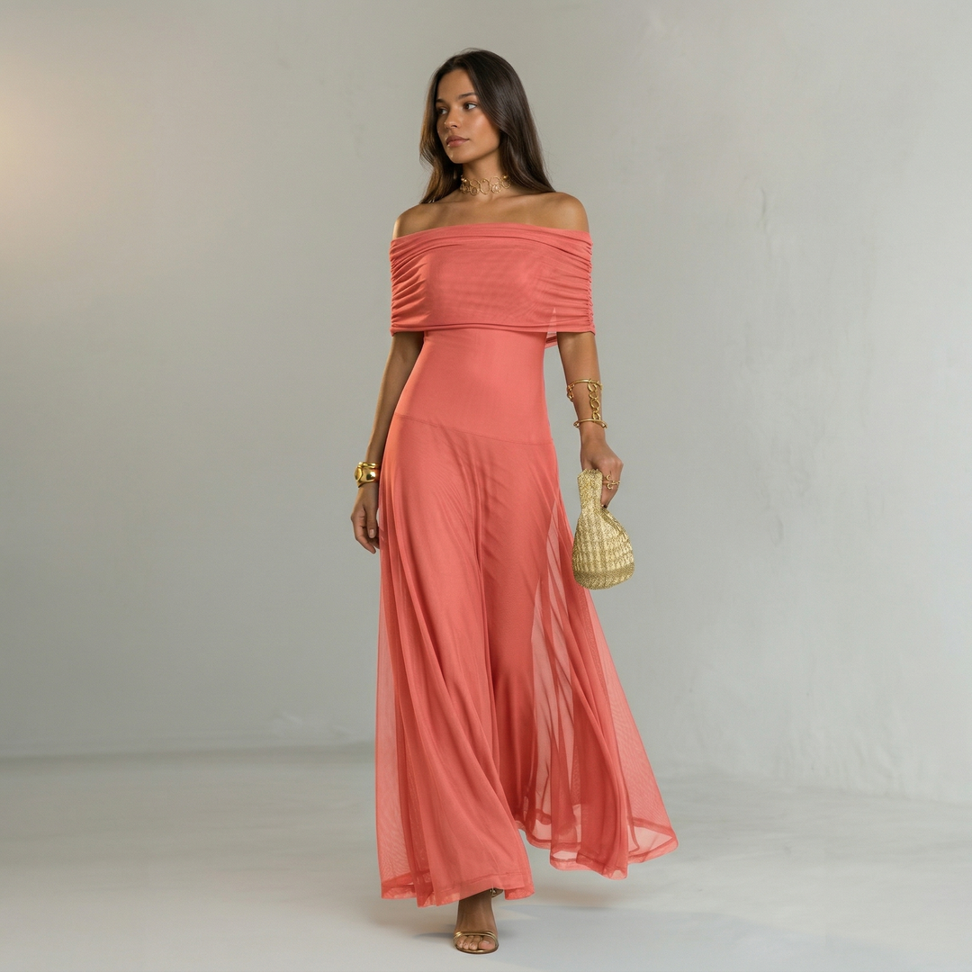 Giorgina – Vestido Maxi Off-Shoulder