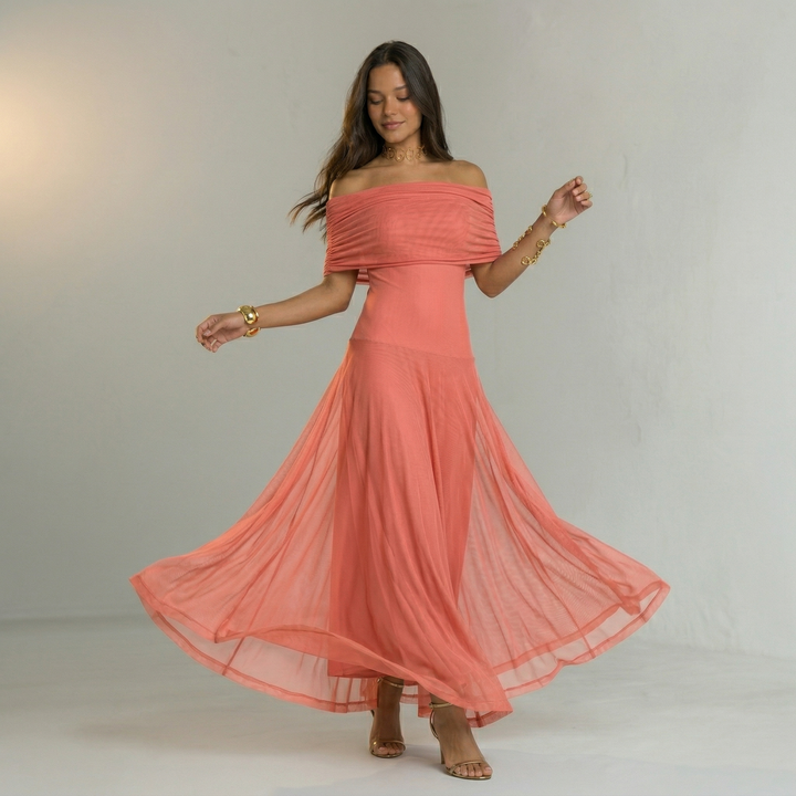 Giorgina – Vestido Maxi Off-Shoulder