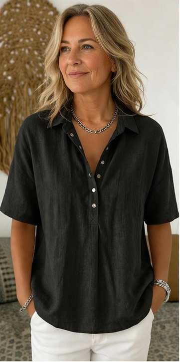 Blusa de seda con cuello y botones