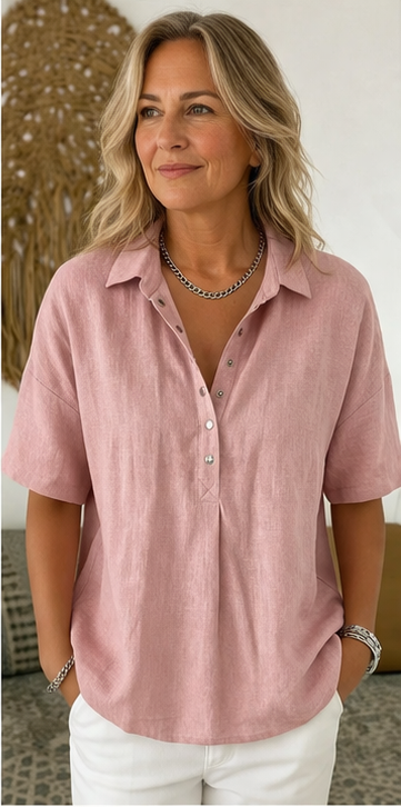 Blusa de seda con cuello y botones